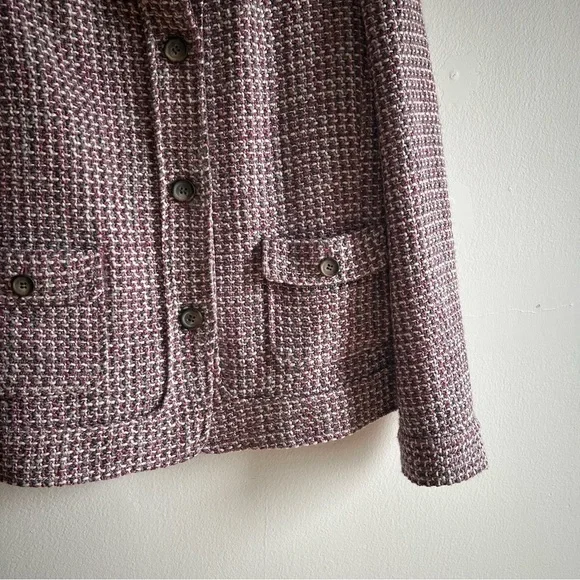 Talbots S 16 Tweed Pink Elegant Classic Button Front Blazer Jacket - Picture 4 of 12